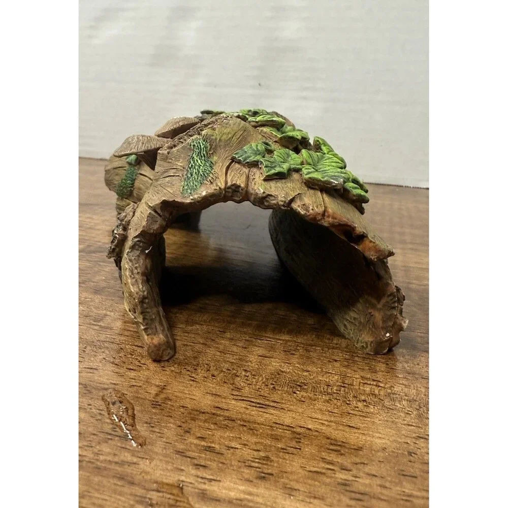 Lot of 3 Faux Log Hide Cave Aquarium Ornaments Polyresin Brown/Green